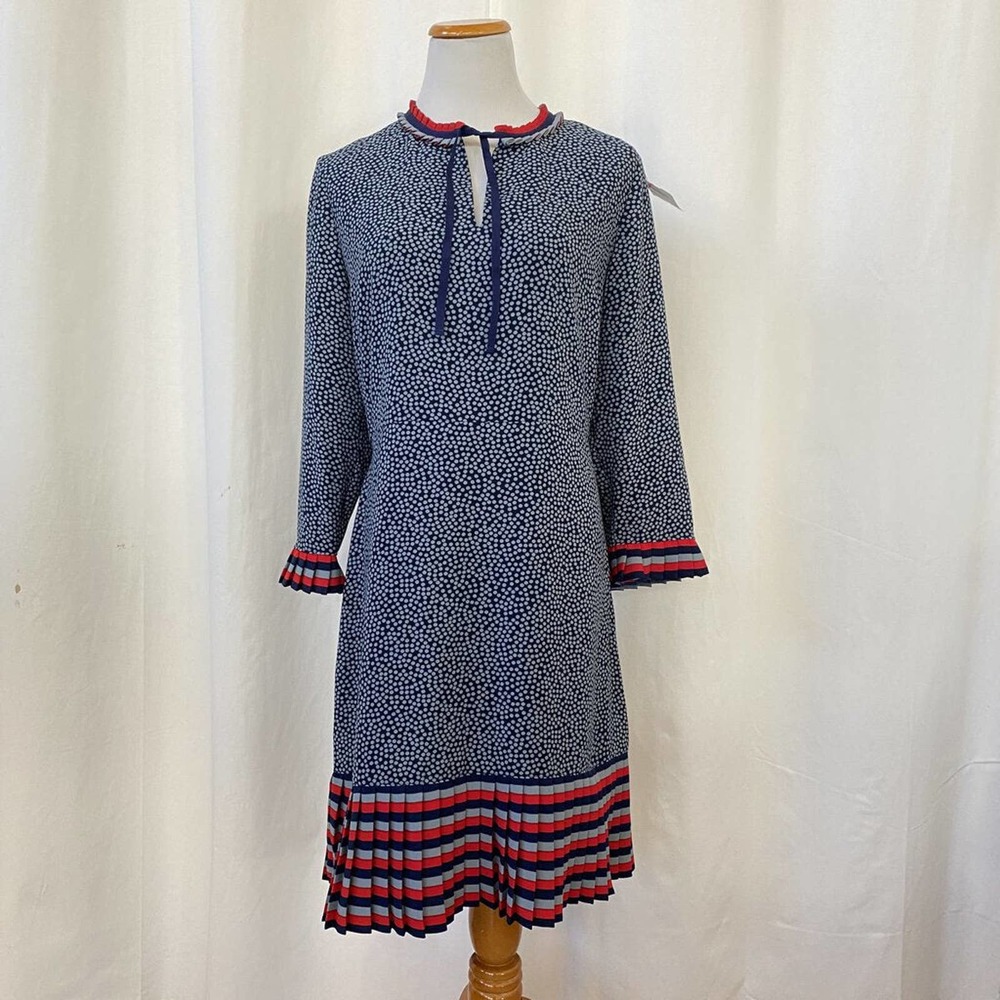 Boden Navy and Red Patterned Dress